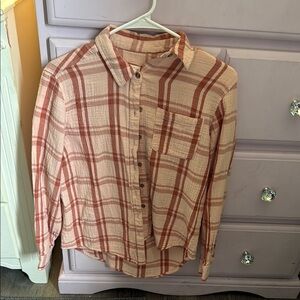 Men's Plaid Shirt - Red and Cream